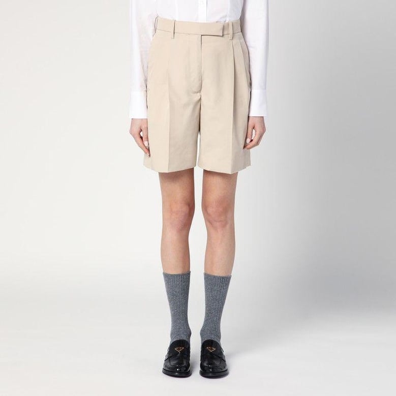 khaki bermuda shorts in cotton blend by Selfnex