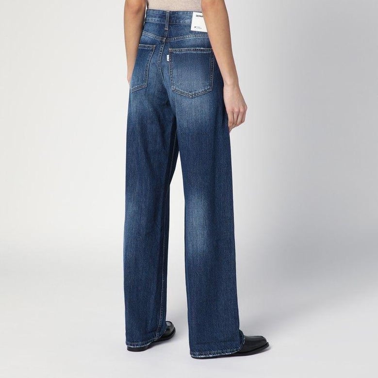 wide-leg pop blue jeans with washed effect by Selfnex