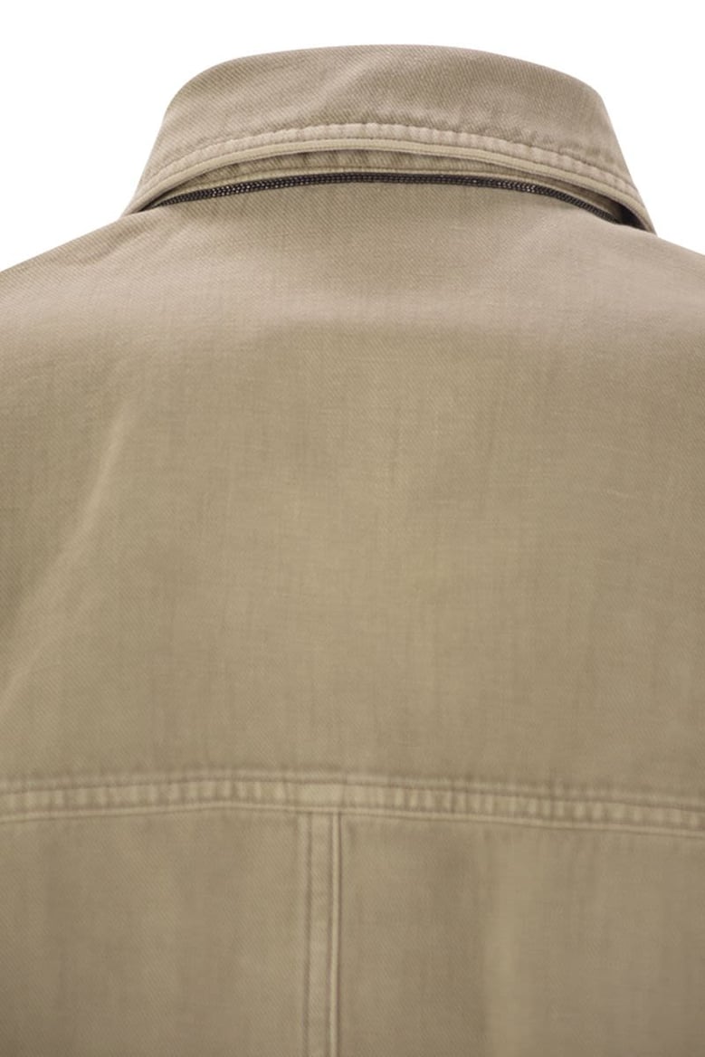 four-pocket jacket in garment-dyed cotton-linen cover-up with moniline by Selfnex