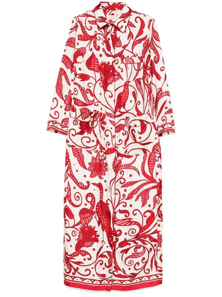 printed silk long shirtdress by Selfnex