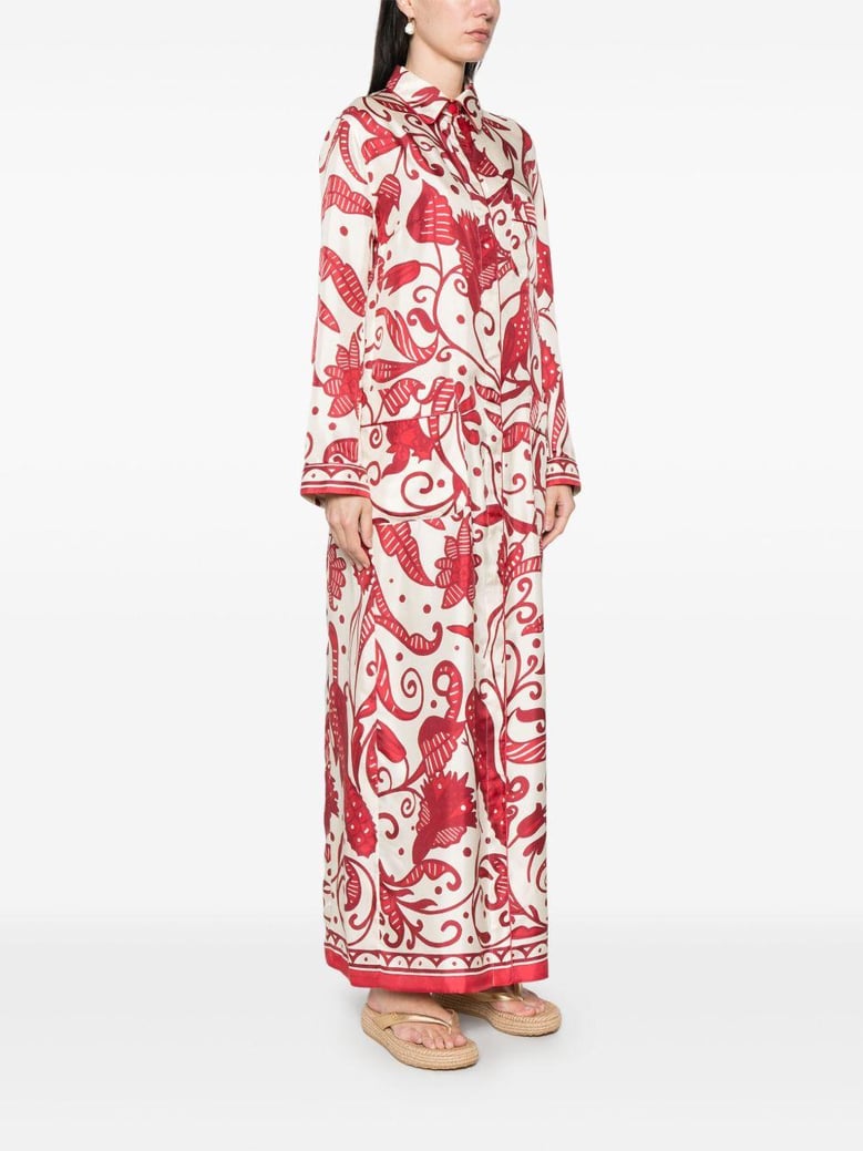 printed silk long shirtdress by Selfnex