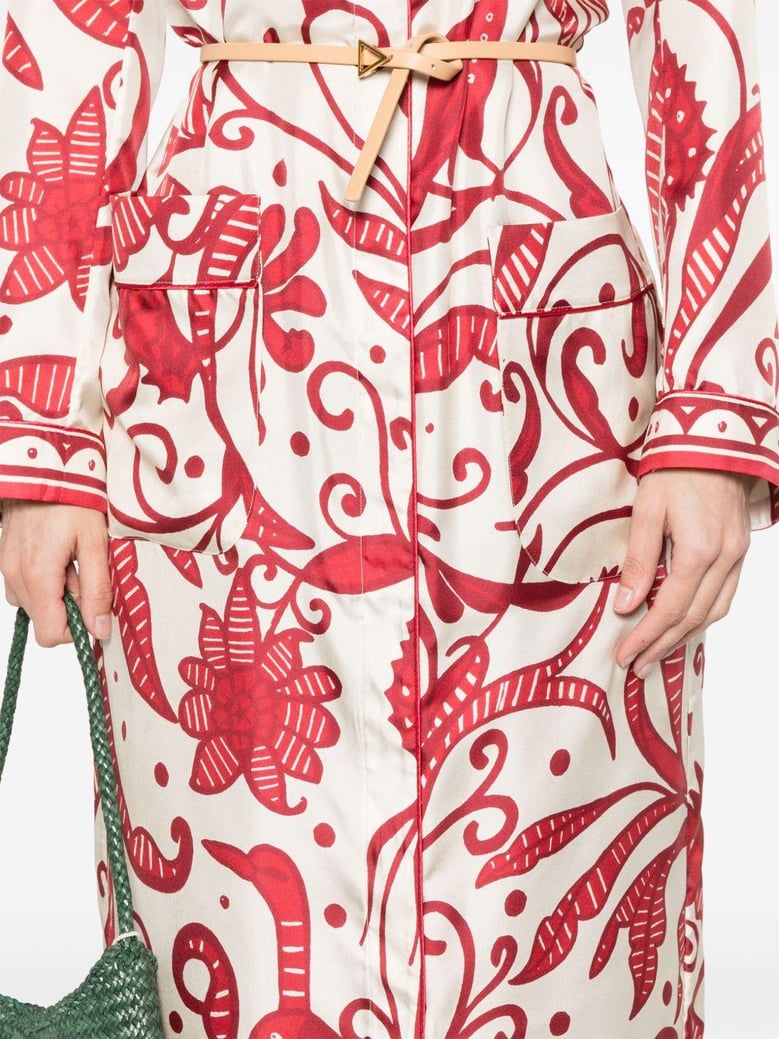 printed silk long shirtdress by Selfnex