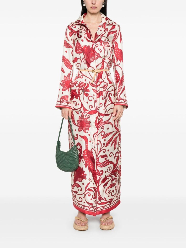 printed silk long shirtdress by Selfnex