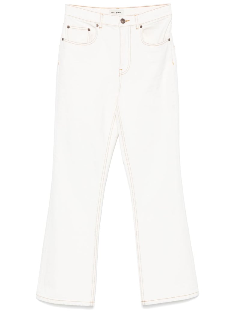 flared leg denim jeans by Selfnex