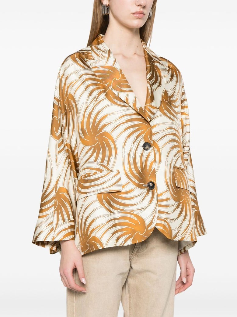 printed silk caban jacket by Selfnex