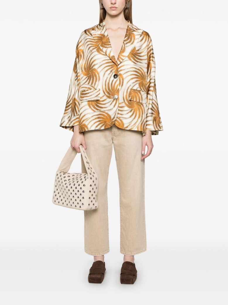 printed silk caban jacket by Selfnex