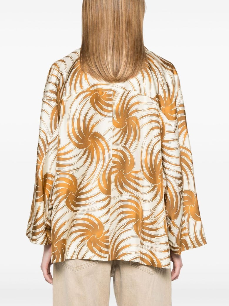 printed silk caban jacket by Selfnex