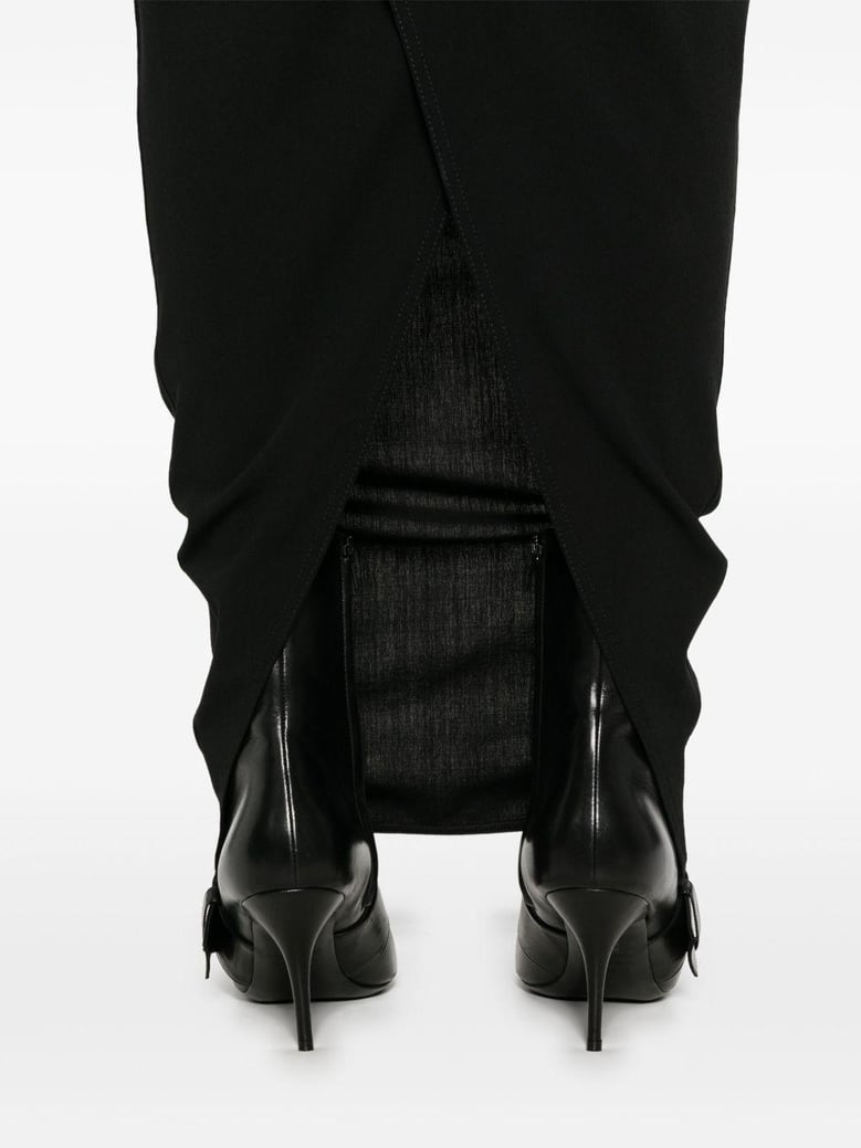 soft pillar wool long skirt by Selfnex