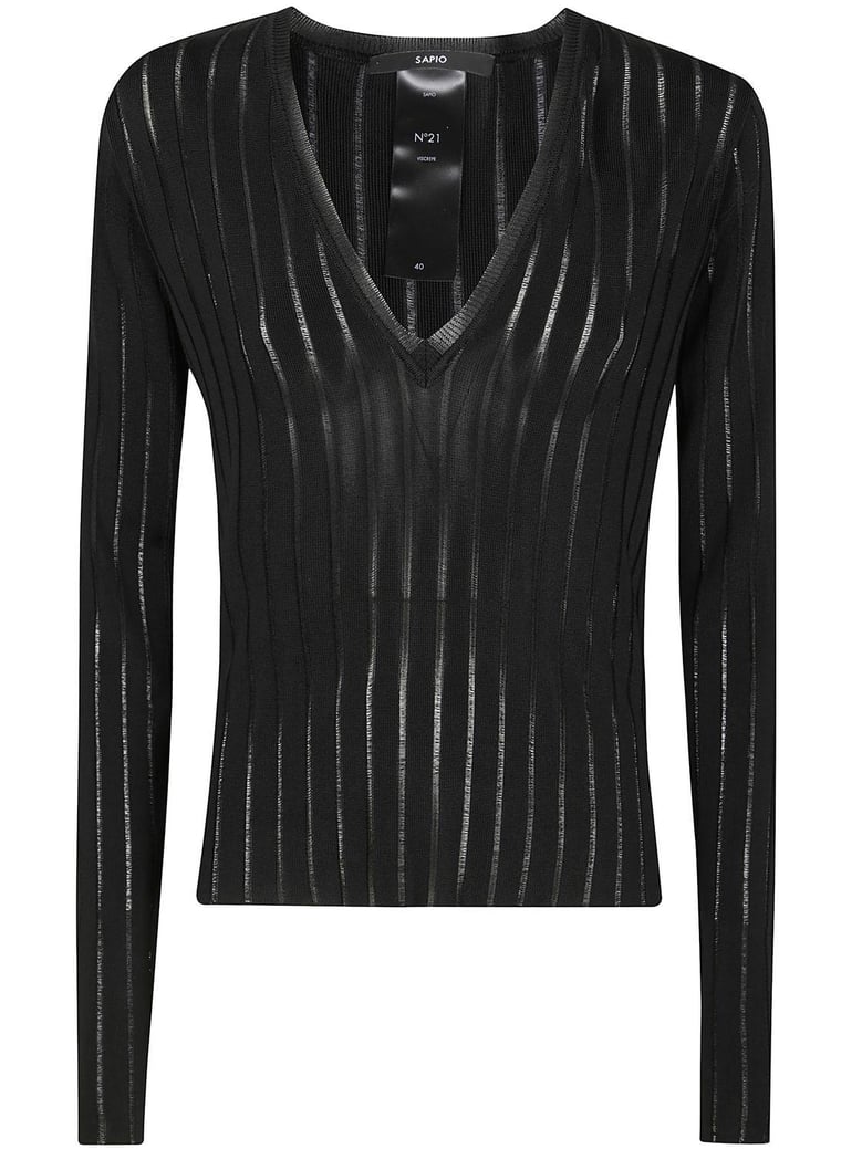 viscose crepe de chine v neck sweater by Selfnex