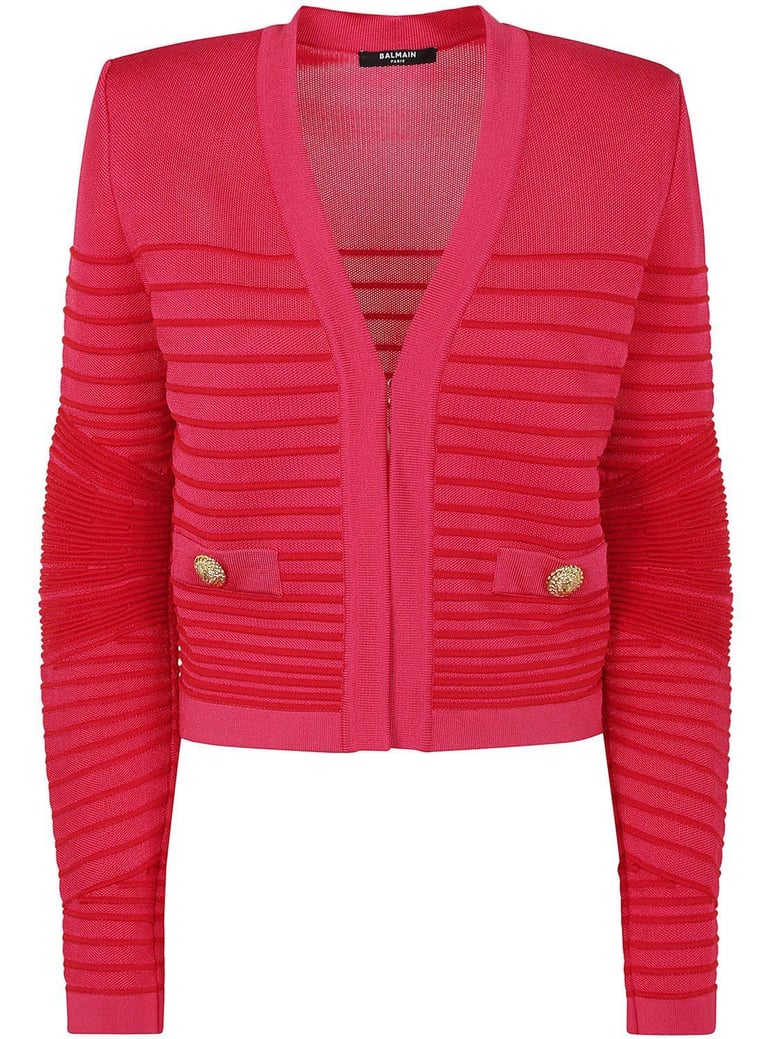 lon sleeves side to side flechage knit cardigan by Selfnex