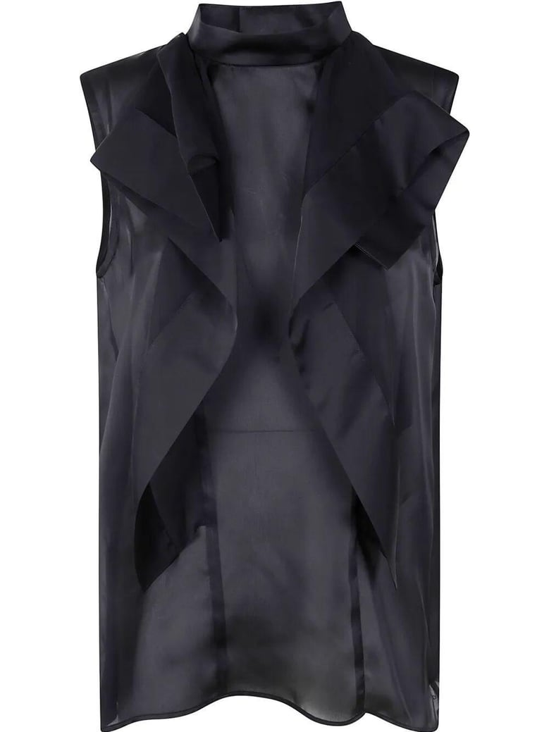 satin x chiffon pullover by Selfnex