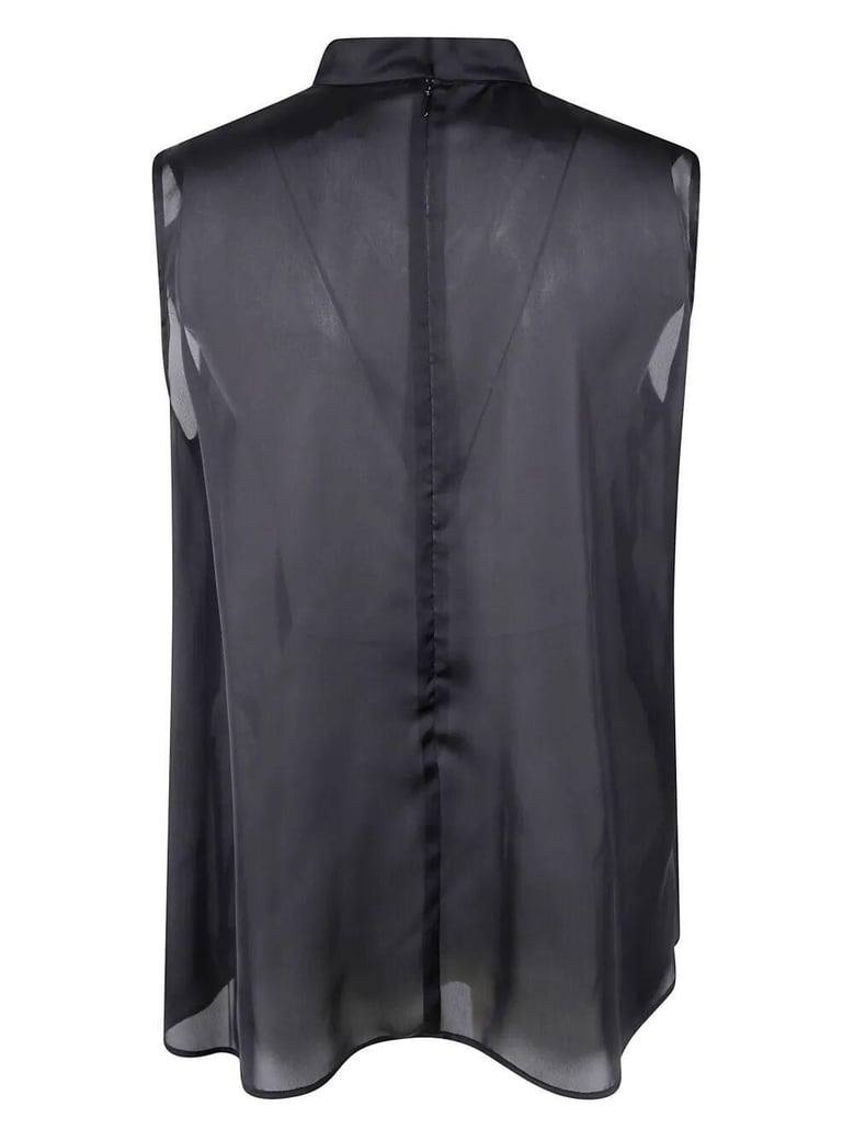 satin x chiffon pullover by Selfnex