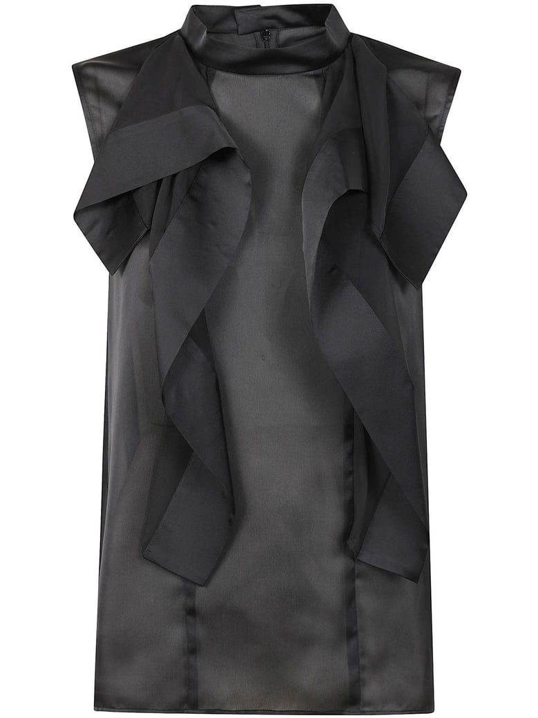 satin x chiffon pullover by Selfnex