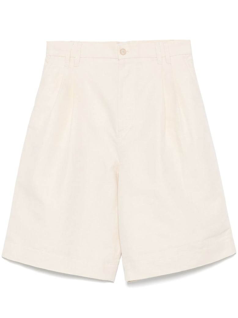 relaxed pleated cotton linen skirt by Selfnex
