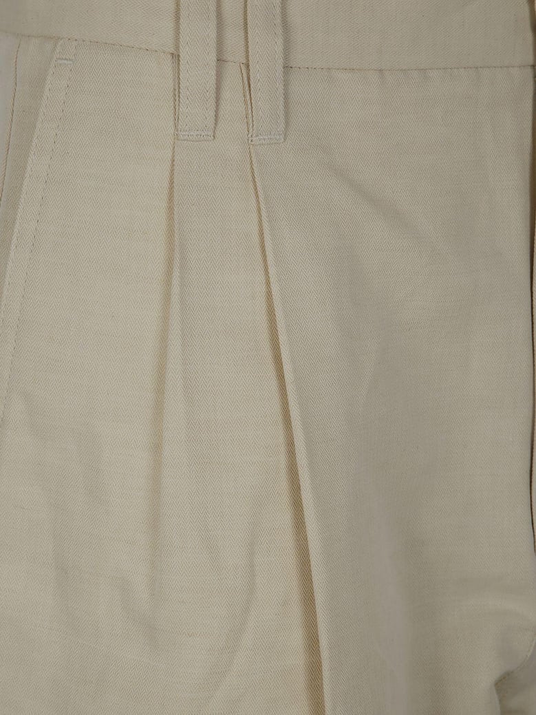 relaxed pleated cotton linen skirt by Selfnex