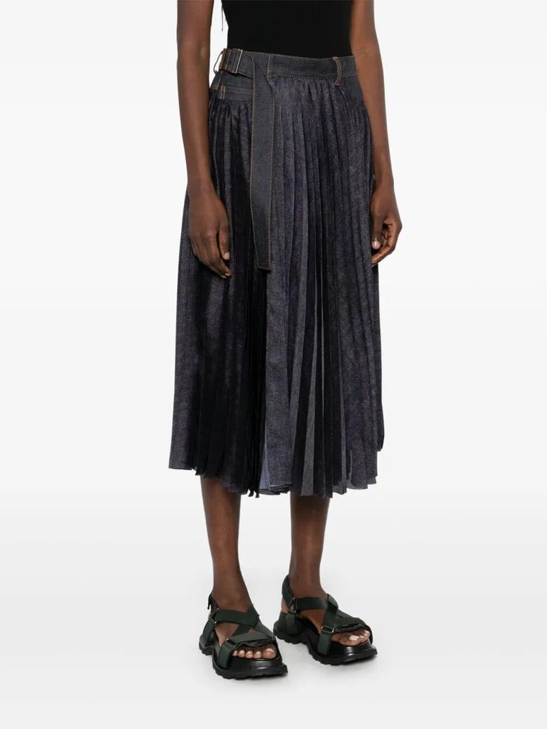 denim mix skirt by Selfnex