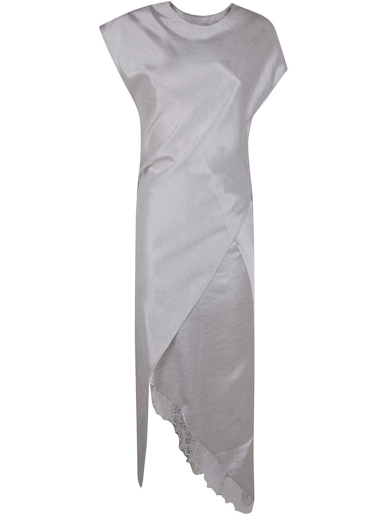 asymmetric lace trim layered dress by Selfnex
