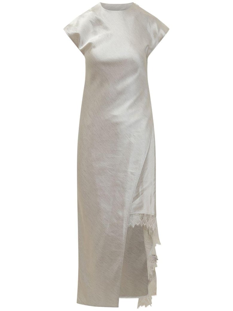 asymmetric lace trim layered dress by Selfnex