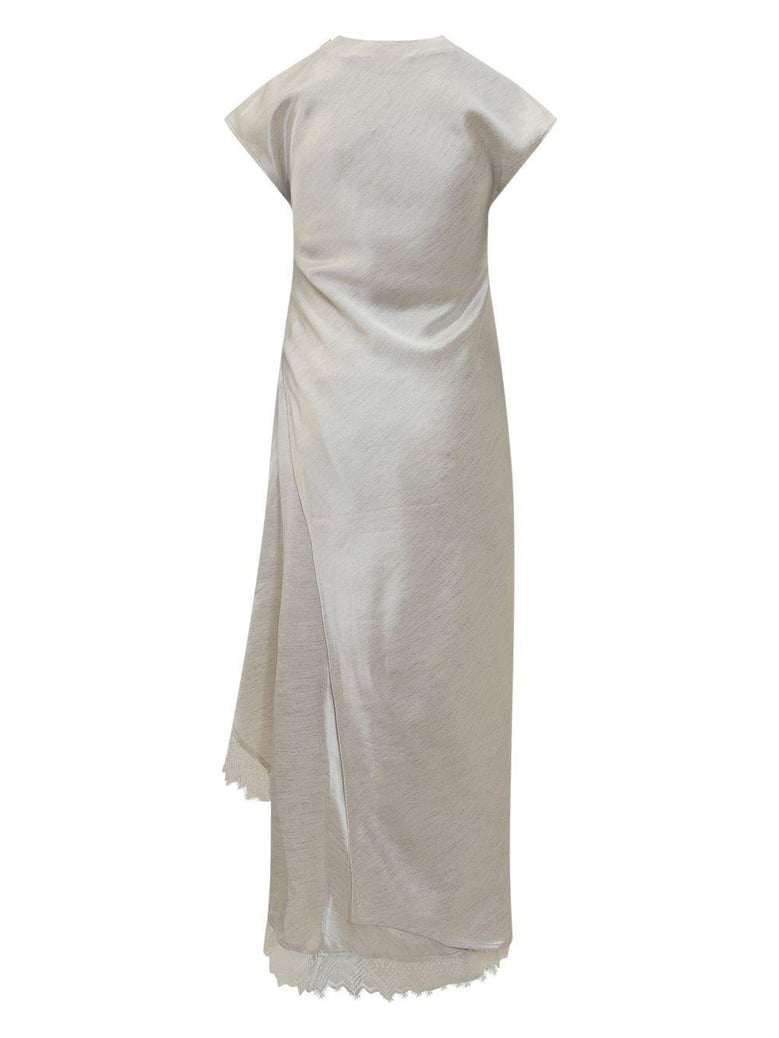 asymmetric lace trim layered dress by Selfnex