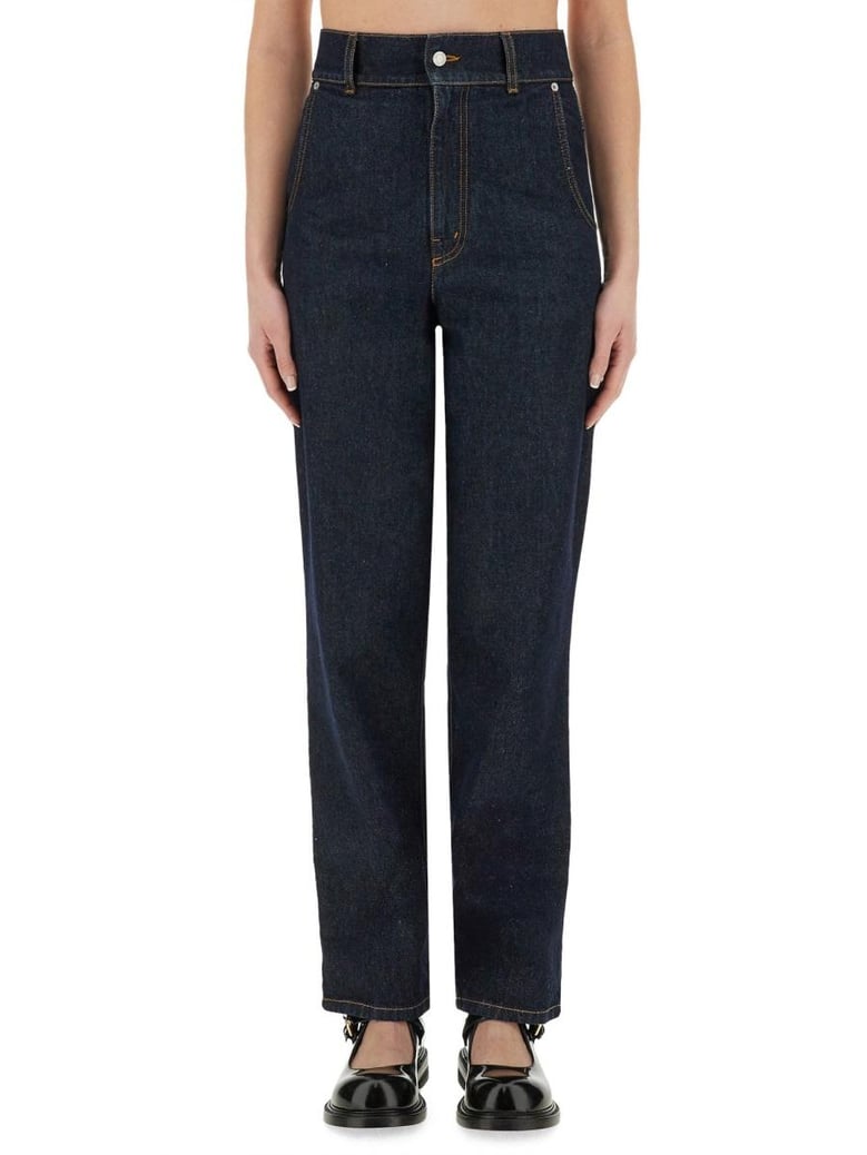 laurel crown patch denim pants by Selfnex
