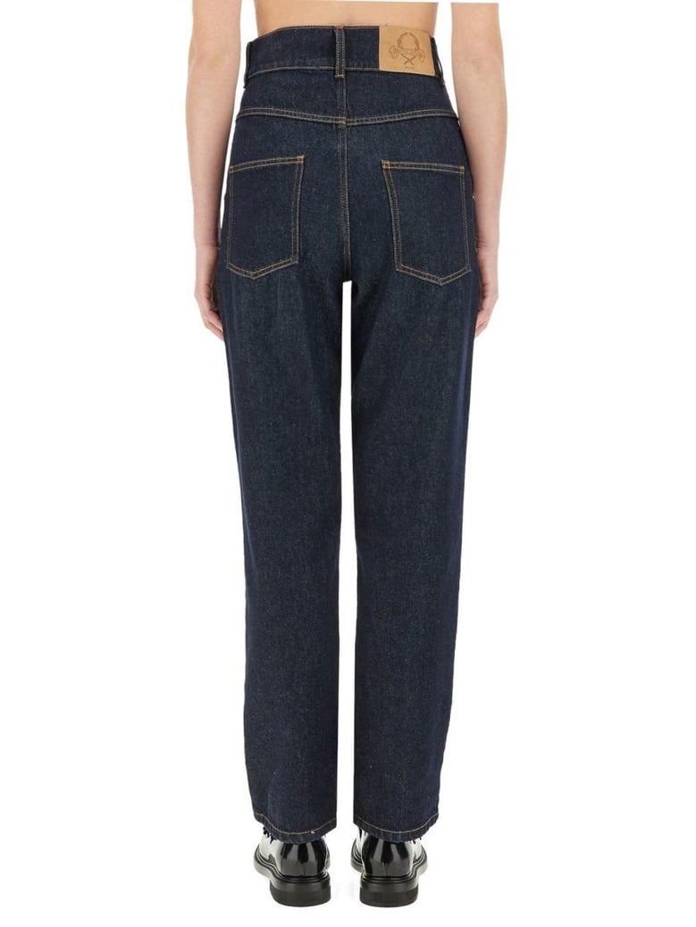 laurel crown patch denim pants by Selfnex