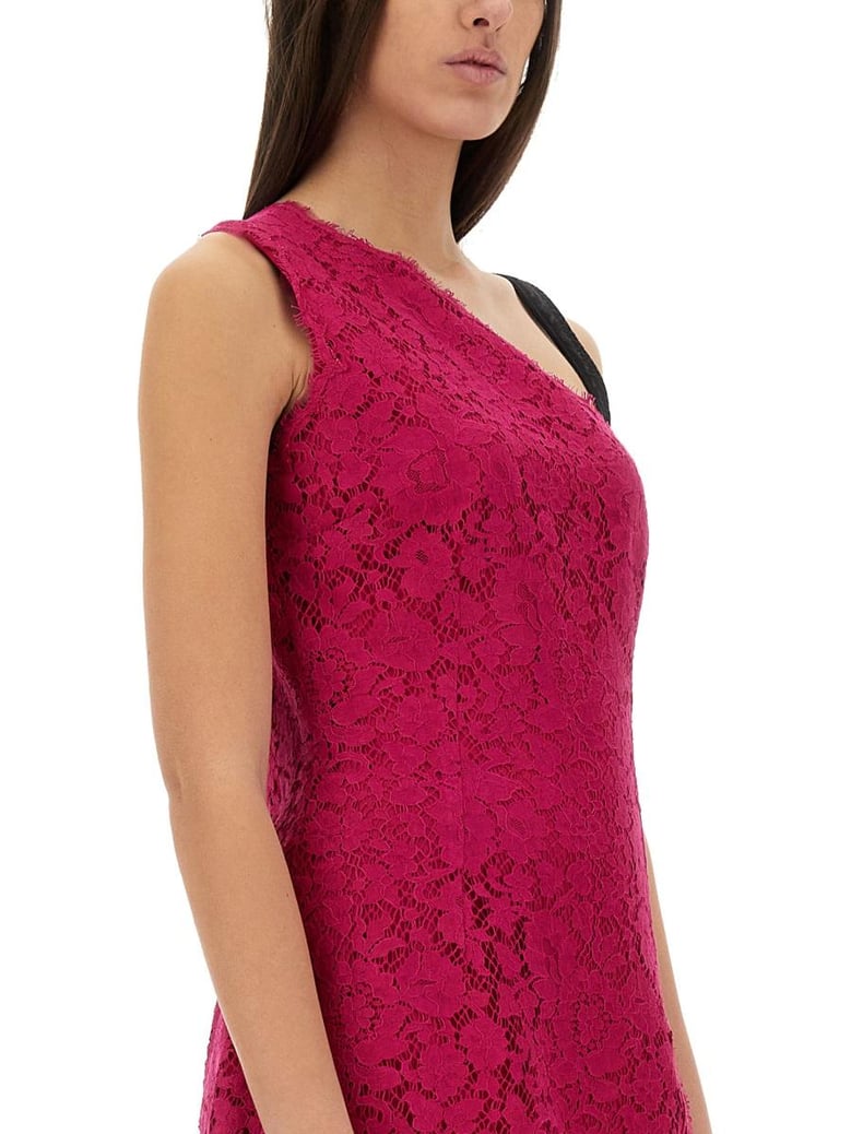 mini dress with cordonet lace slit by Selfnex