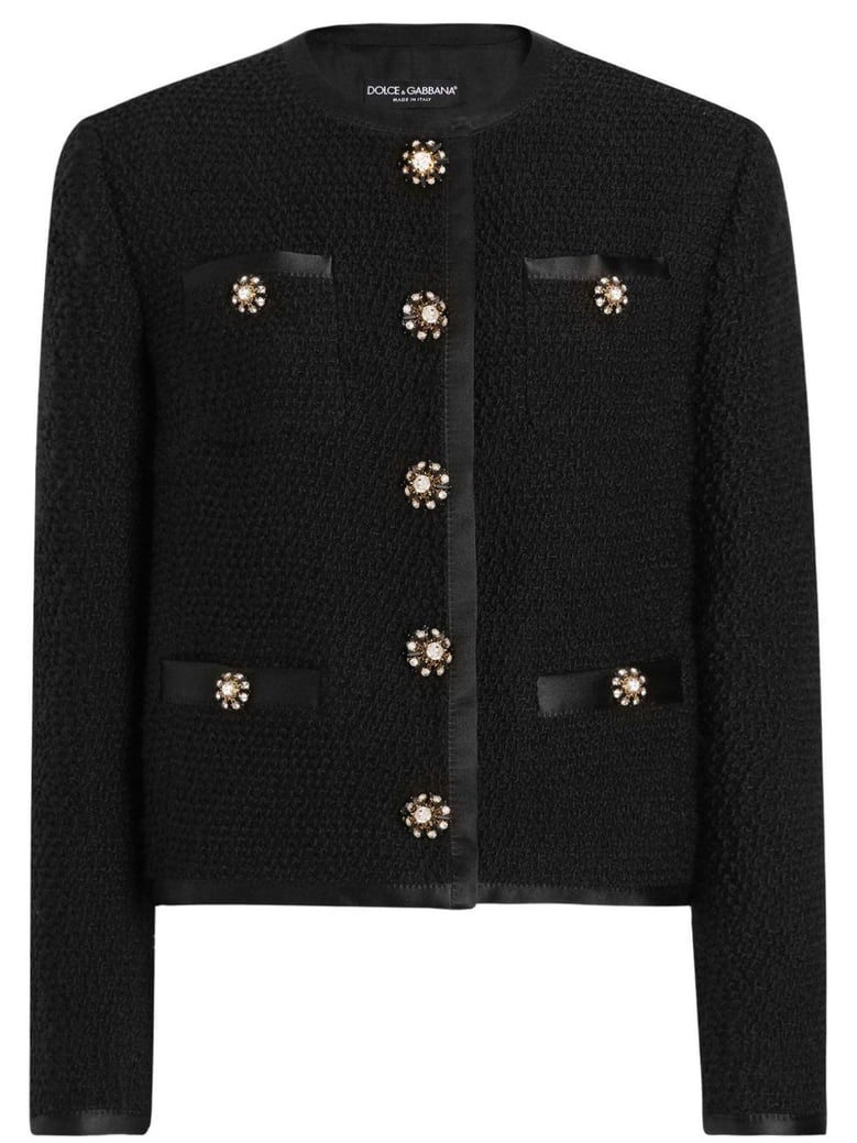 singlebreasted tweed bouclé short jacket by Selfnex