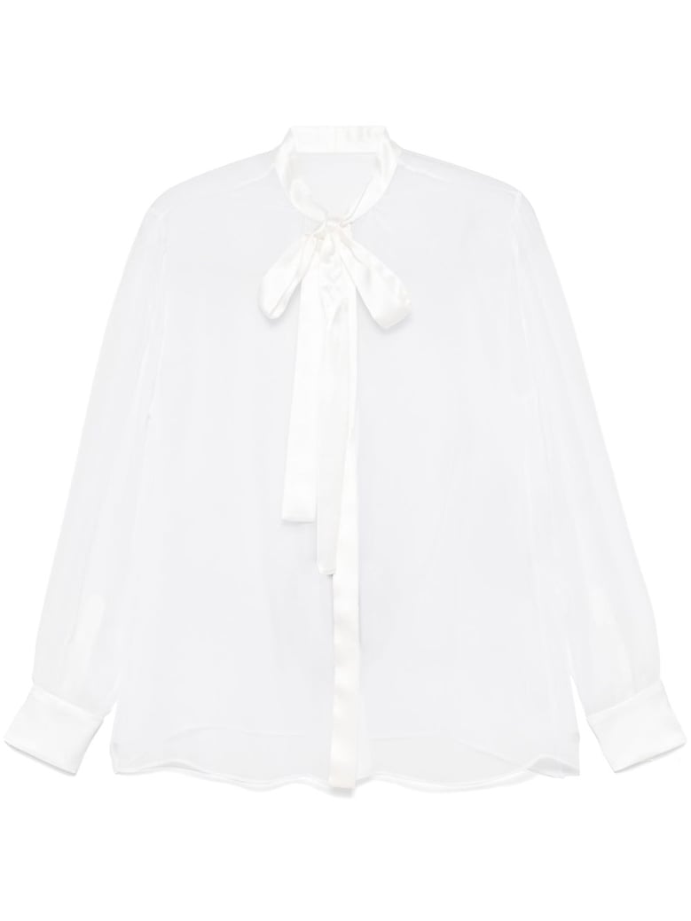 chiffon shirt with bow by Selfnex