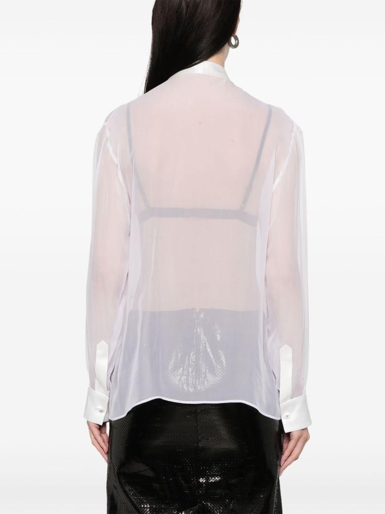 chiffon shirt with bow by Selfnex