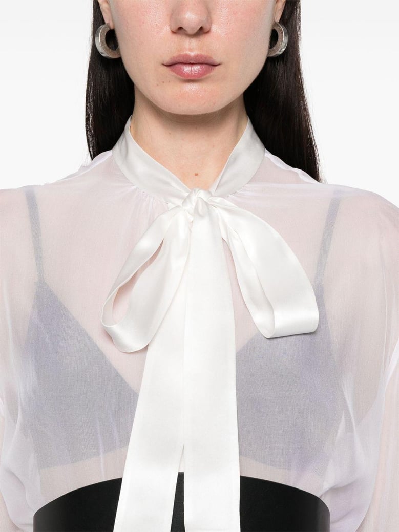 chiffon shirt with bow by Selfnex