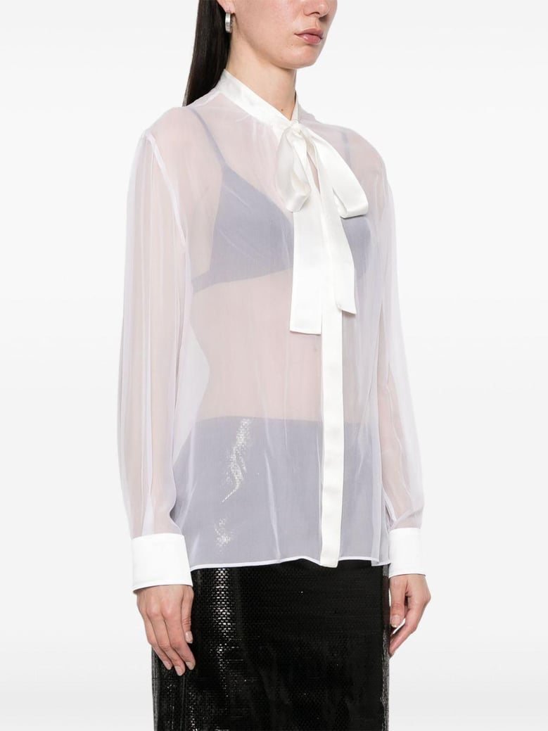 chiffon shirt with bow by Selfnex