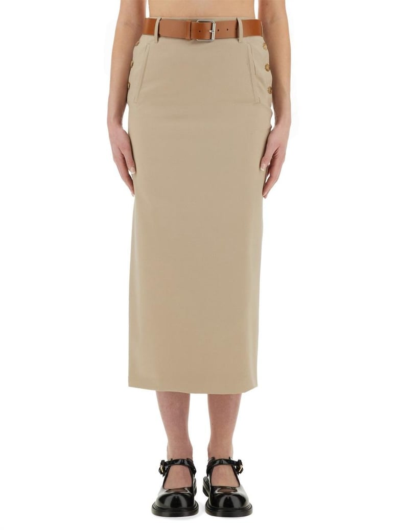 tailored twist long skirt by Selfnex