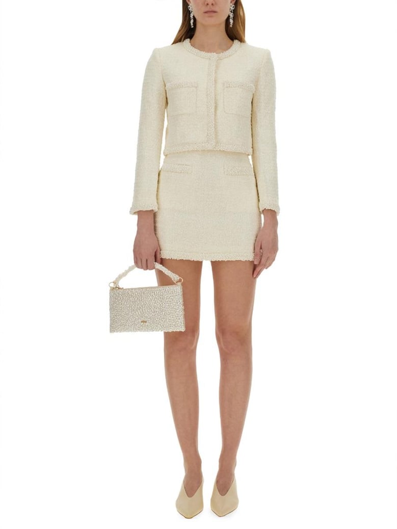 boucle mini skirt with pearls by Selfnex
