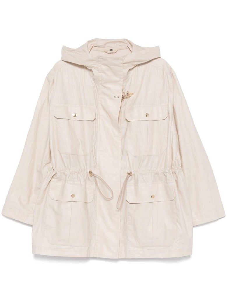 linen and cotton blend parka coat by Selfnex