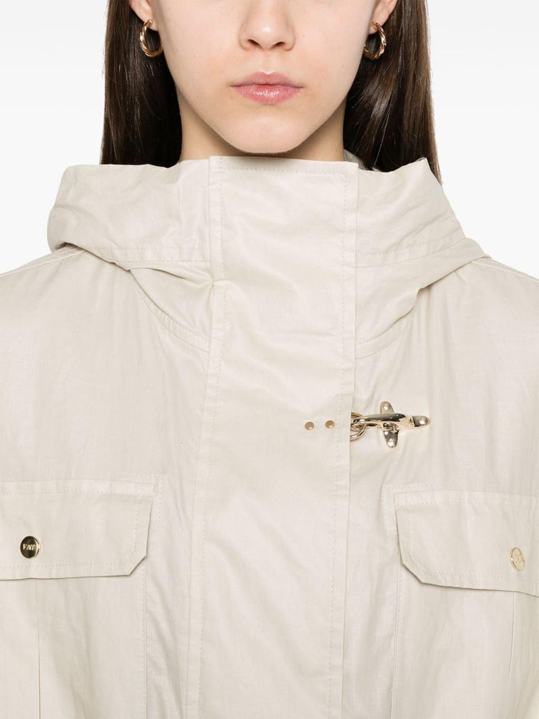 linen and cotton blend parka coat by Selfnex