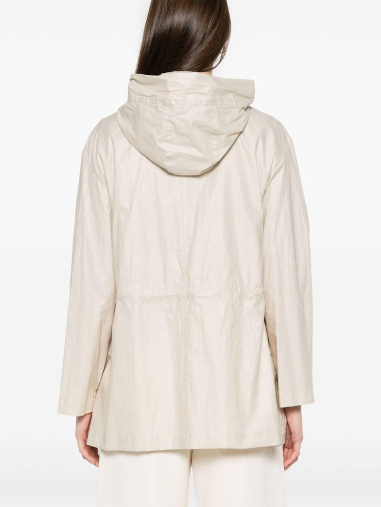 linen and cotton blend parka coat by Selfnex