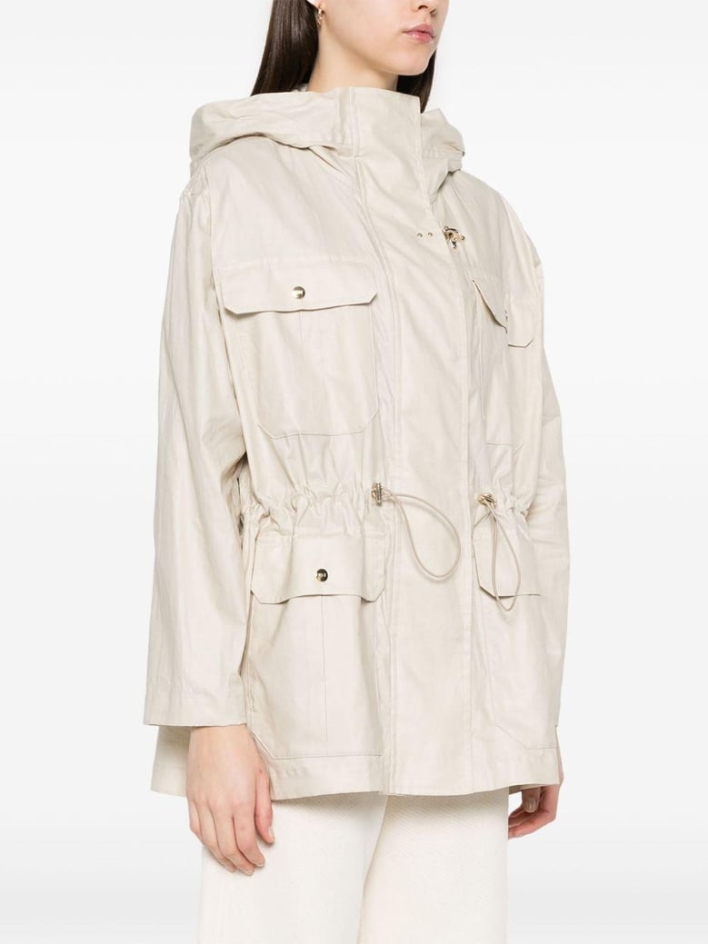 linen and cotton blend parka coat by Selfnex