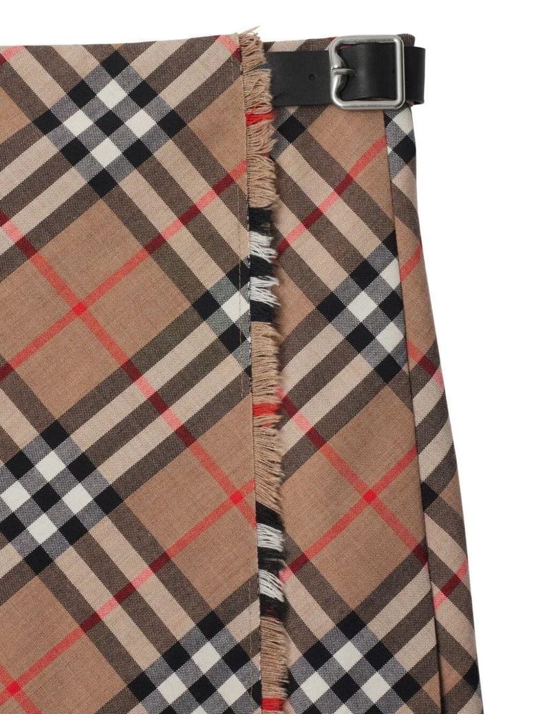 check wool blend mini skirt by Selfnex