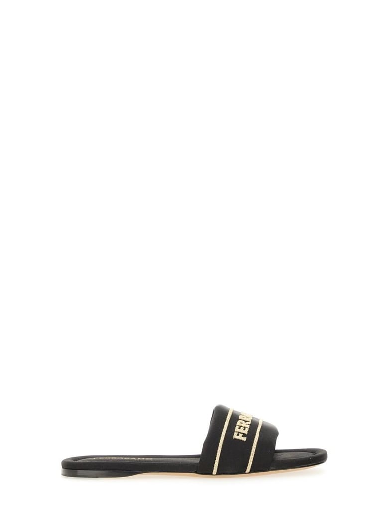 satin mules with logo by Selfnex