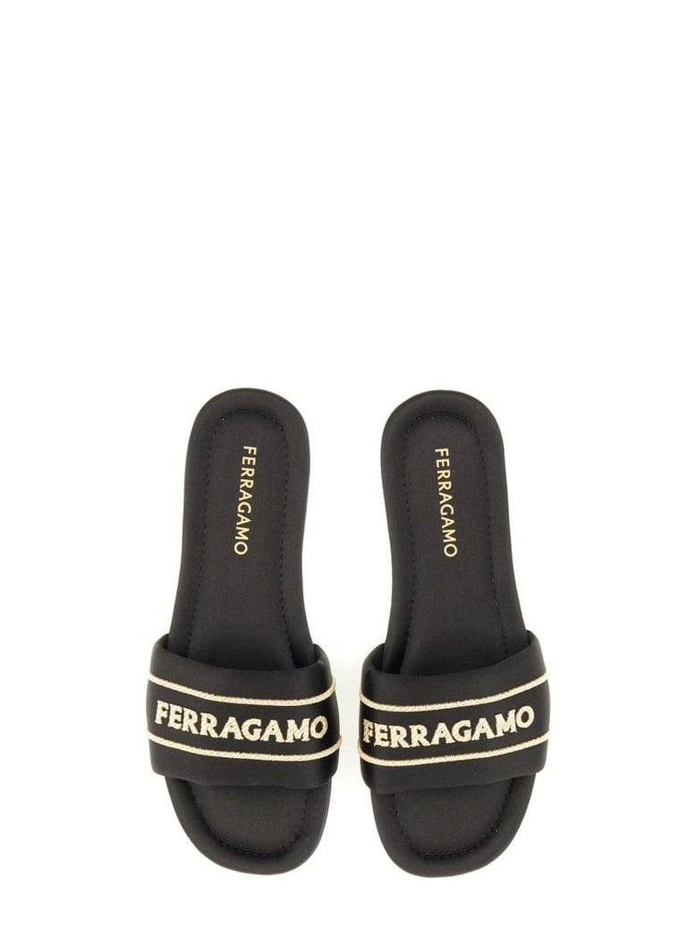 satin mules with logo by Selfnex