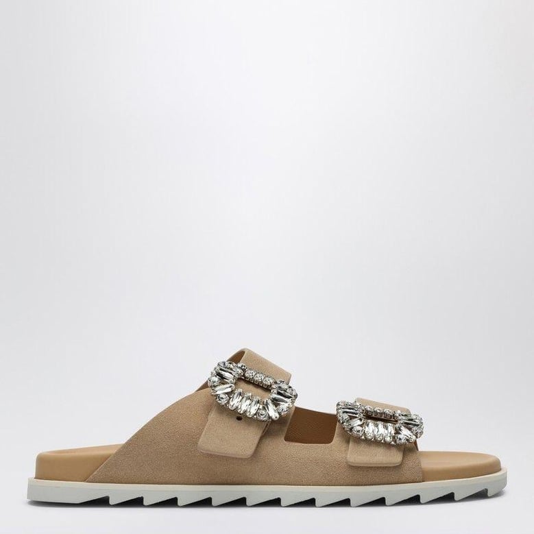 beige suede slidy viv mule by Selfnex