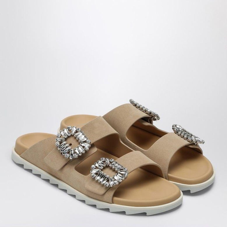 beige suede slidy viv mule by Selfnex