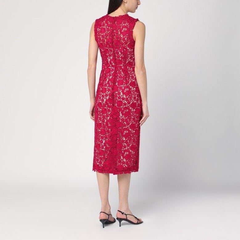 red lace midi dress by Selfnex