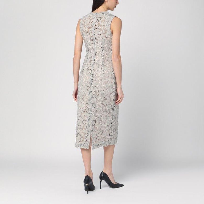 light grey lace midi dress by Selfnex