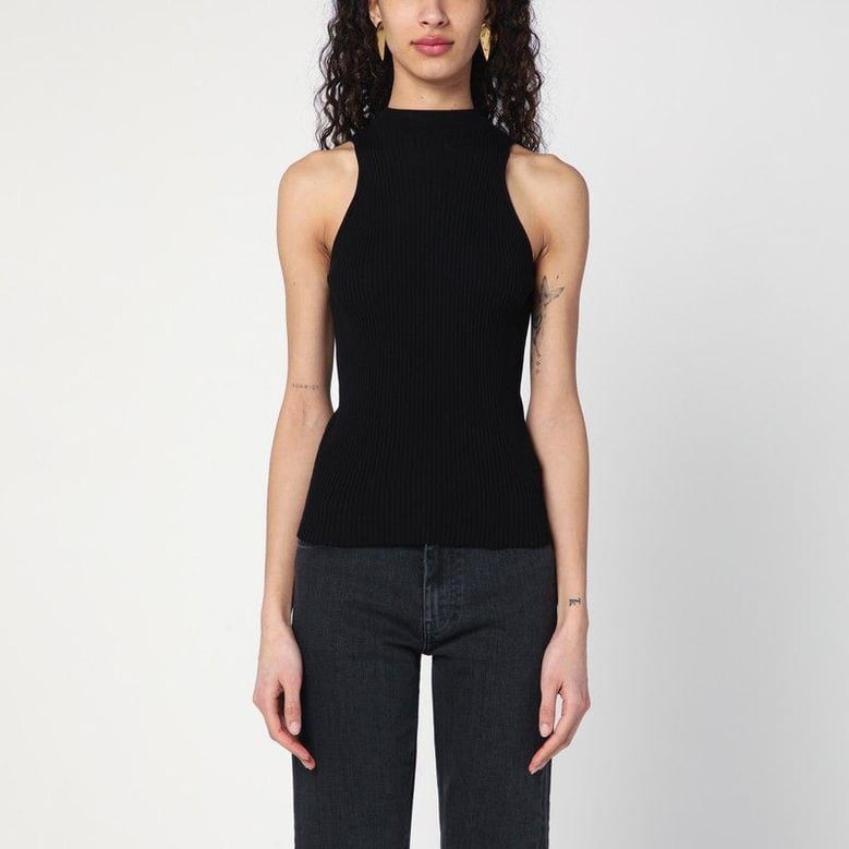 black ribbed tank top by Selfnex