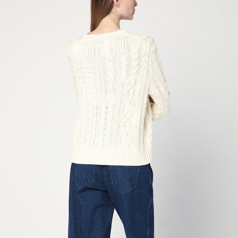 cream-colored sweater with flag detail by Selfnex