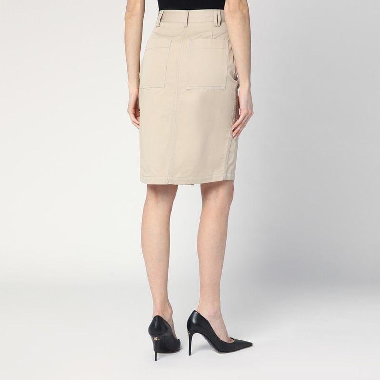 beige buttoned pencil skirt by Selfnex