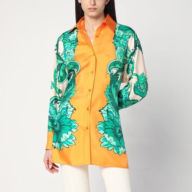 floral print shirt with knotted detail by Selfnex