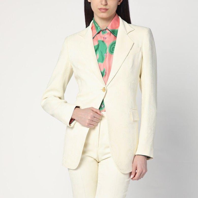 white jacquard jacket with crossover detail by Selfnex