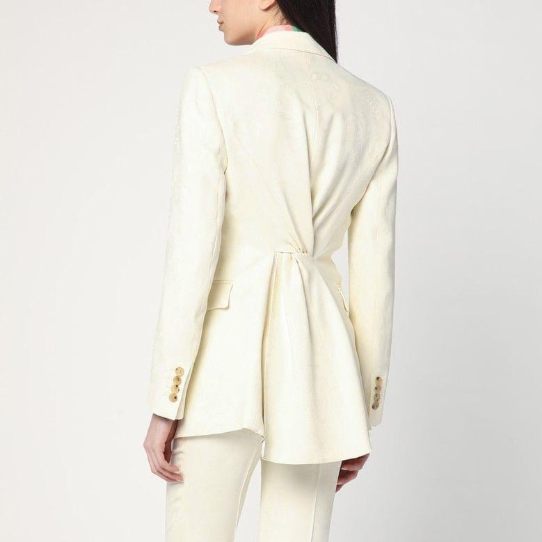 white jacquard jacket with crossover detail by Selfnex